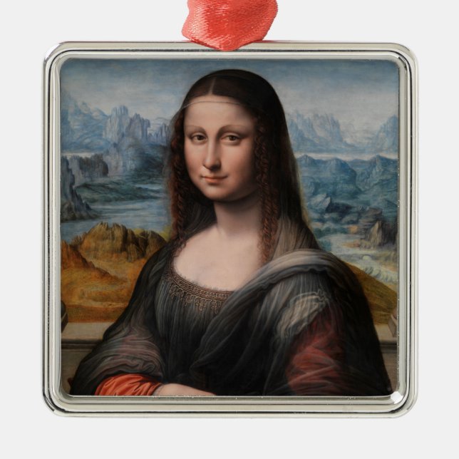 Ornement Carré Argenté Leonardo da Vinci | Mona Lisa (Devant)