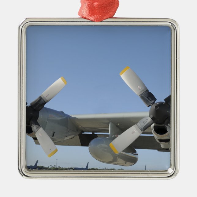 Ornement Carré Argenté Les ailes d'un LC-130 Hercules (Devant)