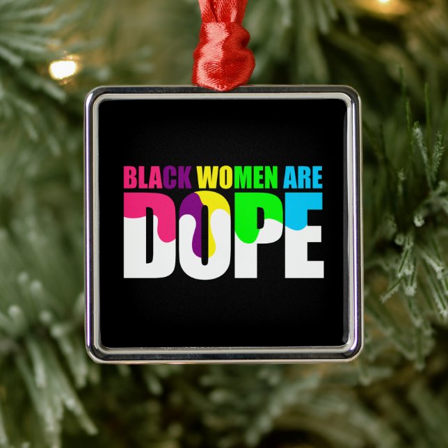 Ornement Carré Argenté Les femmes noires sont Dope Black Pride Histoire (Arbre)