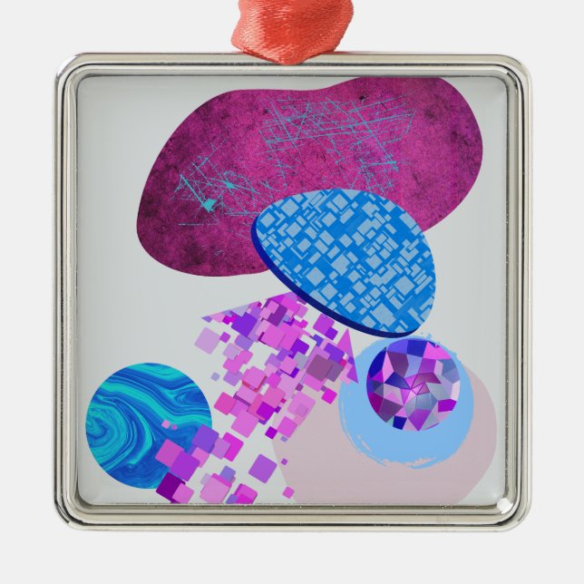 Ornement Carré Argenté Les Formes Modernes Purple Et Cyan (Devant)