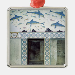 Ornement Carré Argenté Les fresques de dauphin dans la salle de bains de