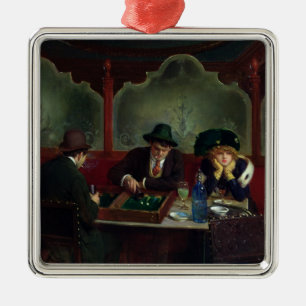 Ornement Carré Argenté Les joueurs de backgammon