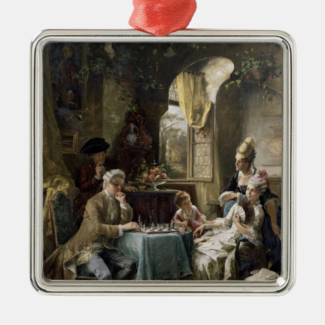 Ornement Carré Argenté Les joueurs d'échecs, 1887 2 (Devant)