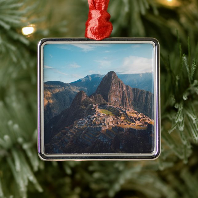 Ornement Carré Argenté Les monuments | Machu Picchu, Pérou (Arbre)