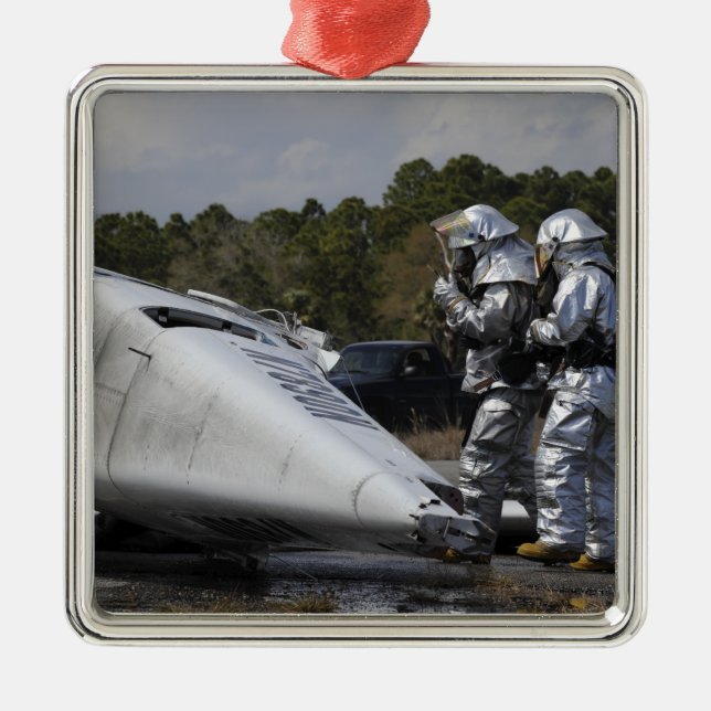 Ornement Carré Argenté Les pompiers répondent sur place (Devant)