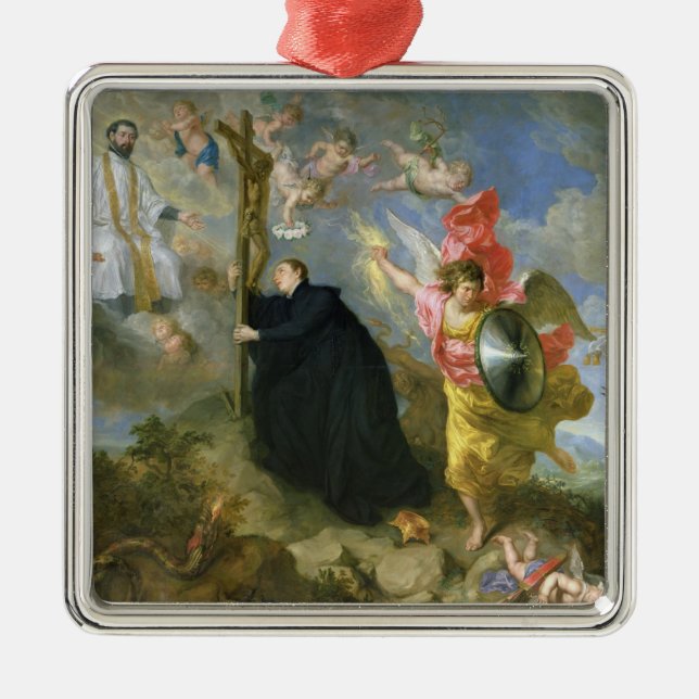 Ornement Carré Argenté Les voeux du saint Aloysius de Gonzaga (Devant)