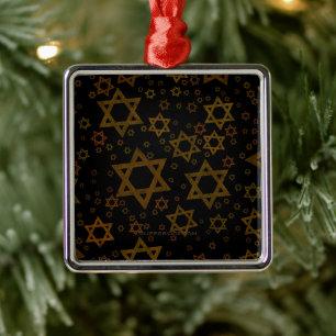 Ornement Carré Argenté L'étoile artistique de David thème Hanukkah de Sli