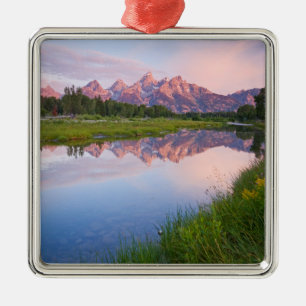 Ornement Carré Argenté Lever de soleil d'atterrissage de Schwabacher
