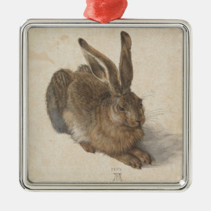 Ornement Carré Argenté Lièvre (par Albrecht Dürer)