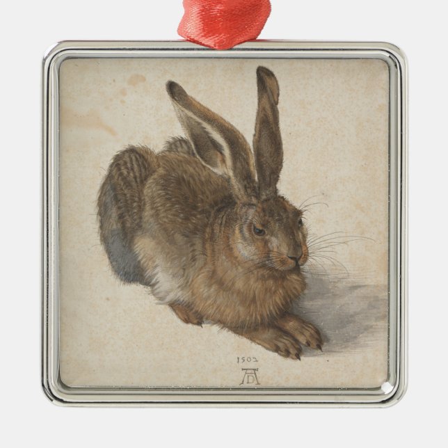 Ornement Carré Argenté Lièvre (par Albrecht Dürer) (Devant)
