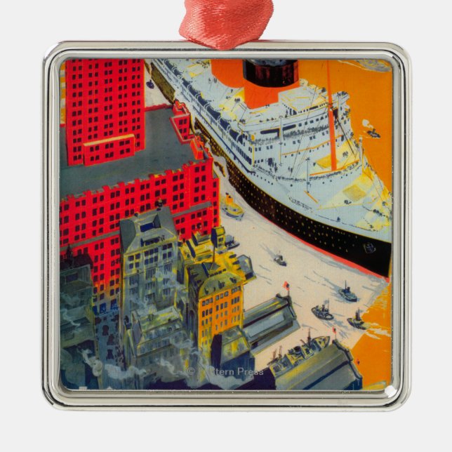Ornement Carré Argenté Ligne française affiche de voyage, Le Havre à (Devant)