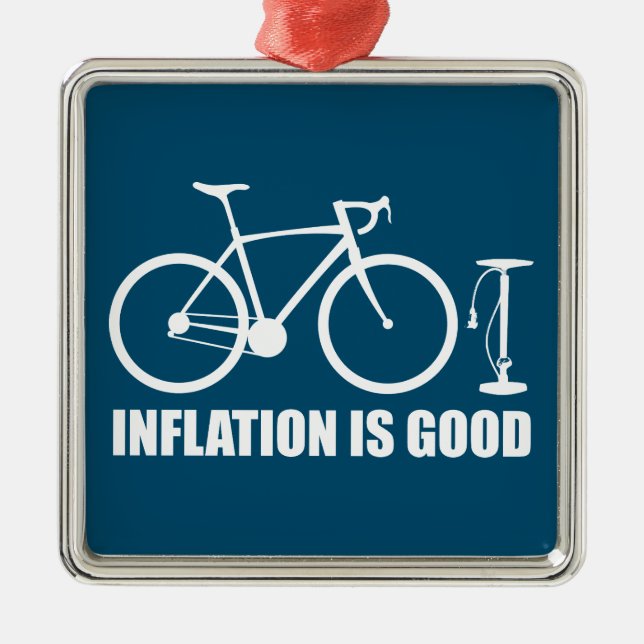 Ornement Carré Argenté L'inflation est un bon vélo (Devant)