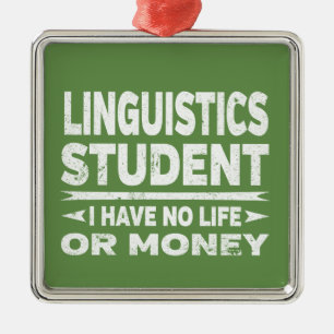 Ornement Carré Argenté Linguistique Collège Étudiant Je n'ai pas d'arge