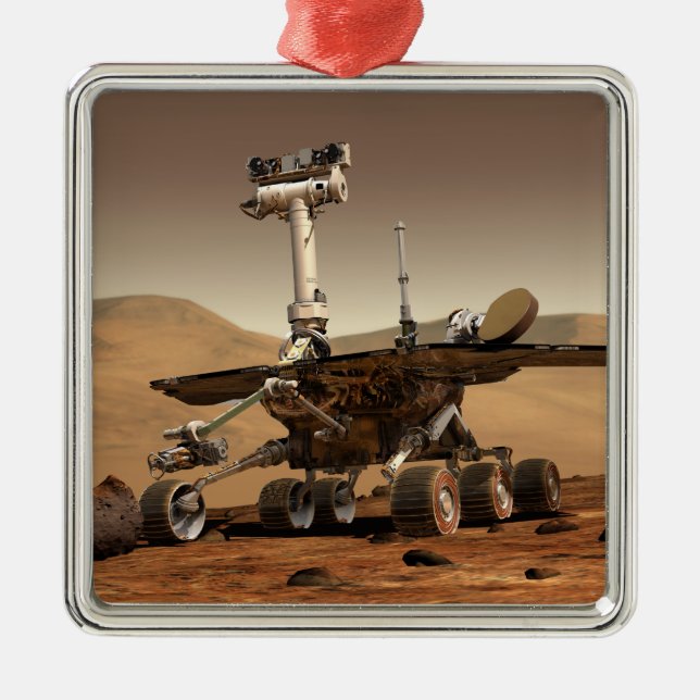 Ornement Carré Argenté L'interprétation de Mars Rover par un artiste (Devant)