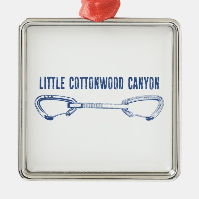 Ornement Carré Argenté Little Cottonwood Canyon Escalade Quickdraw (Devant)