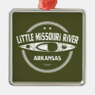 Ornement Carré Argenté Little Missouri River Arkansas Kayak