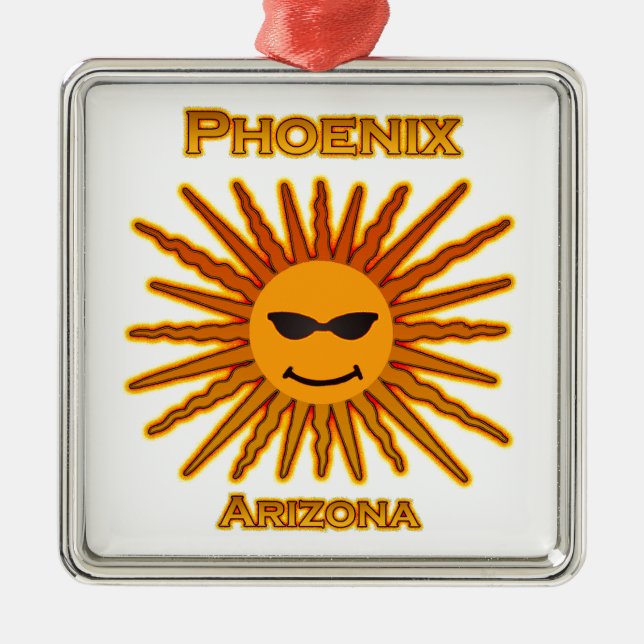 Ornement Carré Argenté Logo de Phoenix Arizona Sun (Devant)