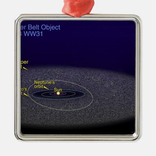 Ornement Carré Argenté L'orbite de l'objet binaire Kuiper Belt (Devant)