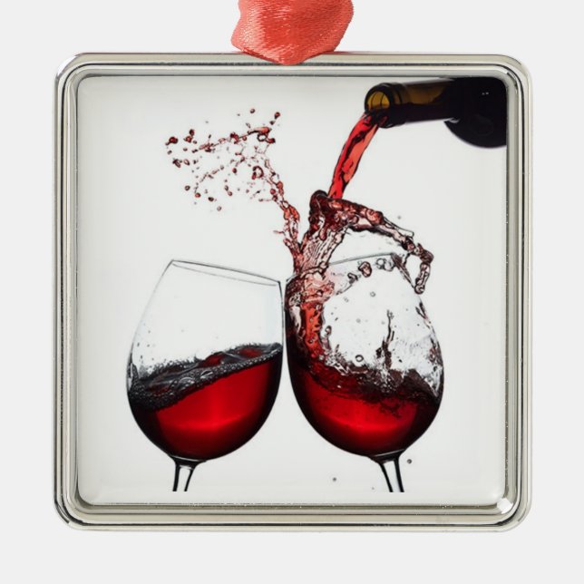 ORNEMENT CARRÉ ARGENTÉ L'ORNAMENT "LES AMATEURS DE VIN" (Devant)