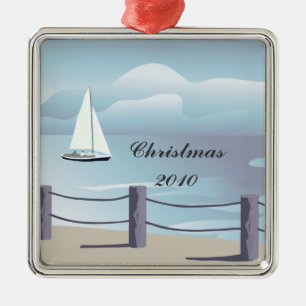 Ornement Carré Argenté L'ornement de Noël Premium de la voile