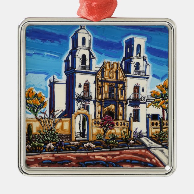 Ornement Carré Argenté L'ornement de vacances de San Xavier (Devant)