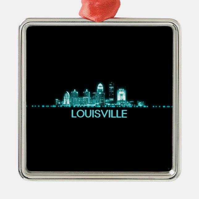 Ornement Carré Argenté Louisville Skyline (Devant)
