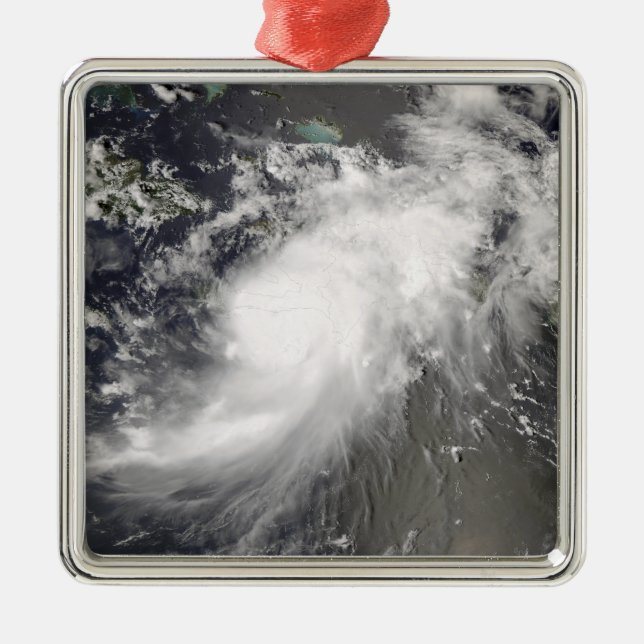 Ornement Carré Argenté L'ouragan Gustav sur Hispaniola (Devant)