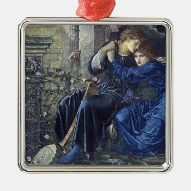 Ornement Carré Argenté Love Among the Ruins (par Edward Burne-Jones) (Devant)
