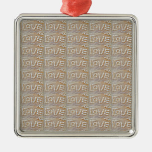Ornement Carré Argenté Love Heart Sea Shell Beach Hearts Seashells été