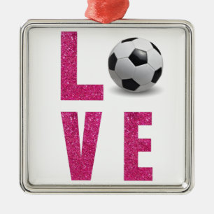 Ornement Carré Argenté Love Soccer