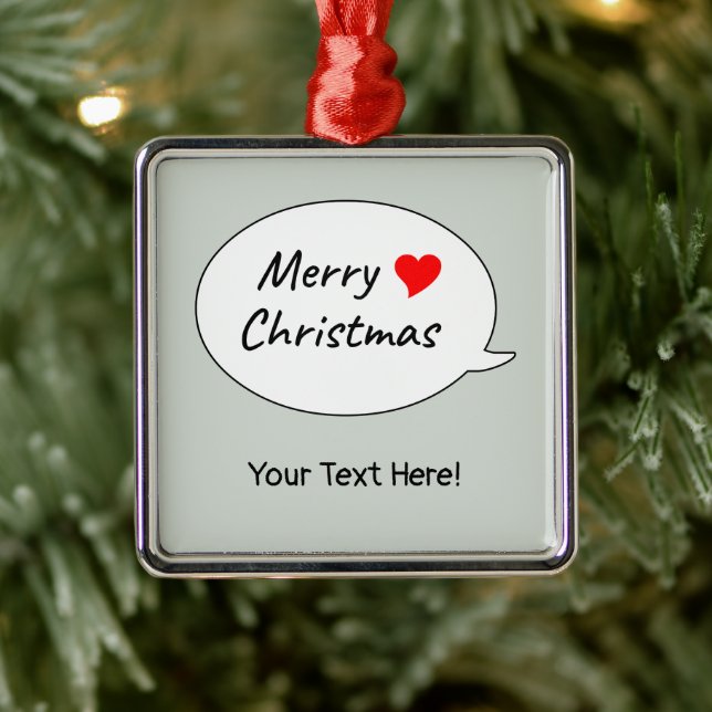 Ornement Carré Argenté Lovely and heartfelt Merry Christmas (Arbre)
