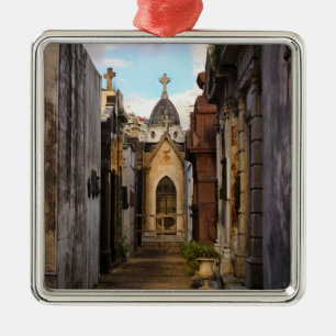 Ornement Carré Argenté Lumière de soirée dans le cimetière de Recoleta