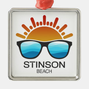 Ornement Carré Argenté Lunettes de soleil Stinson Beach Californie