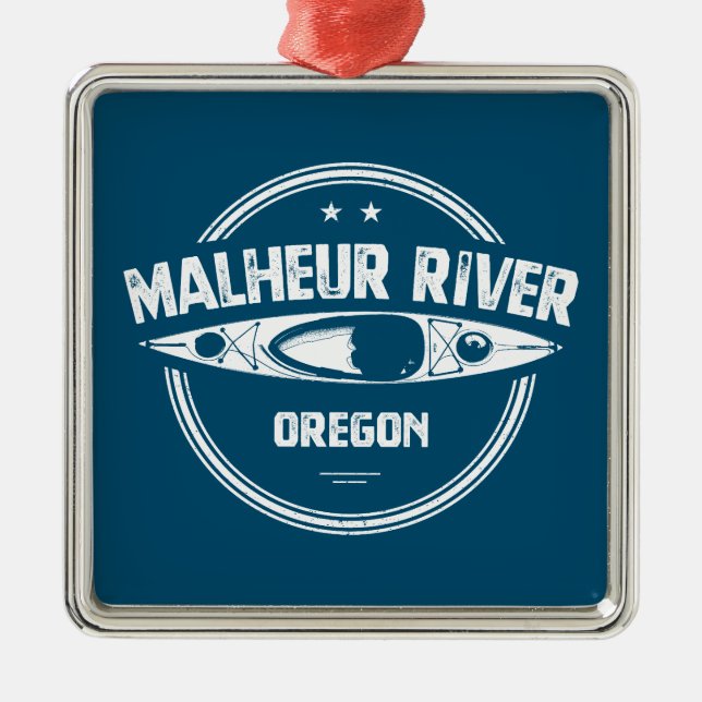 Ornement Carré Argenté Malheur River Oregon Kayaking (Devant)