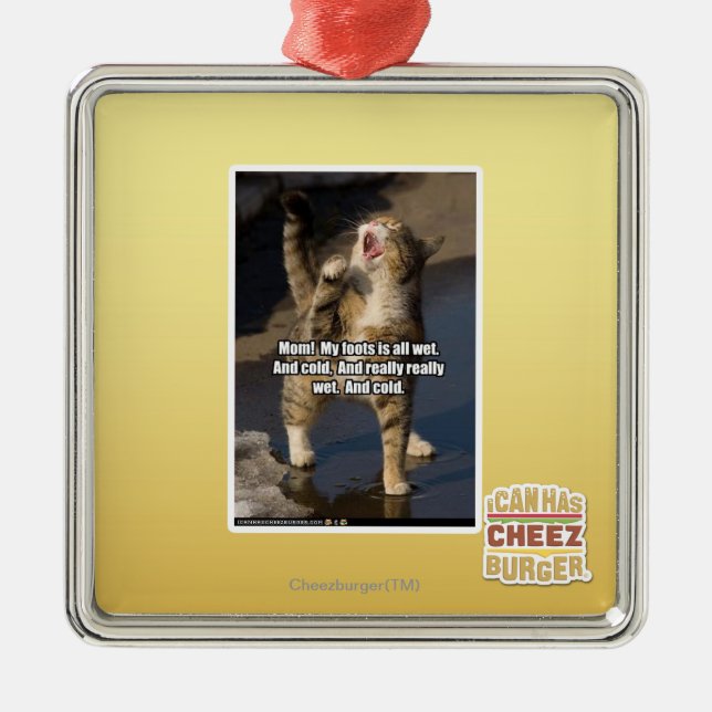 Ornement Carré Argenté Maman ! (Devant)