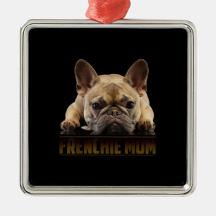 Ornement Carré Argenté maman frenchie   cadeau de maman bulldog