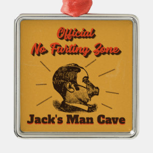 Ornement Carré Argenté Man Cave Ornament - No Farting Zone!