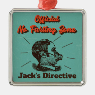Ornement Carré Argenté Man Cave Ornament - No Farting Zone!