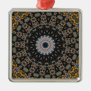 Ornement Carré Argenté Mandala