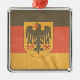 Ornement Carré Argenté Manteau allemand de drapeau de bras