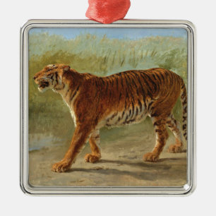 Ornement Carré Argenté Marche royale du tigre (par Rosa Bonheur)