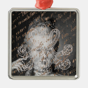 Ornement Carré Argenté Marie Antoinette - monogramme - Royal monogram