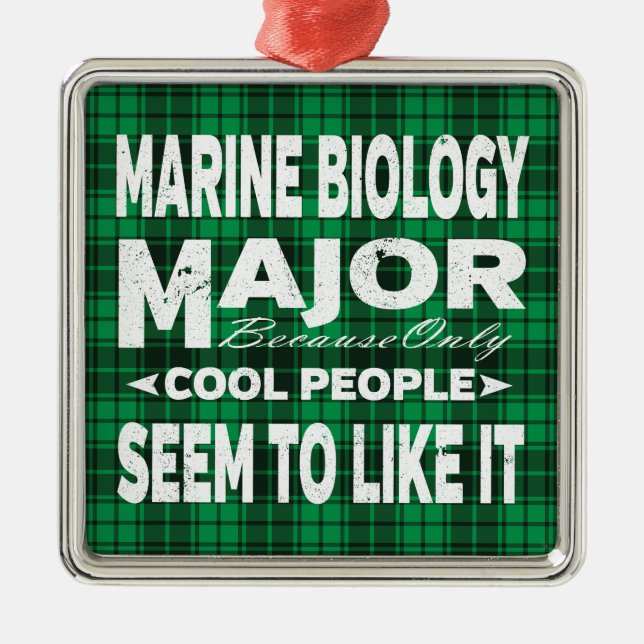 Ornement Carré Argenté Marine Biology College Major Green Plaid (Devant)