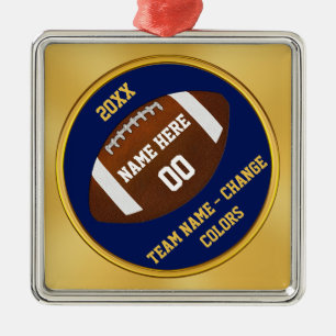 Ornement Carré Argenté Marine Bleu et Or, l'ornement de football Personna