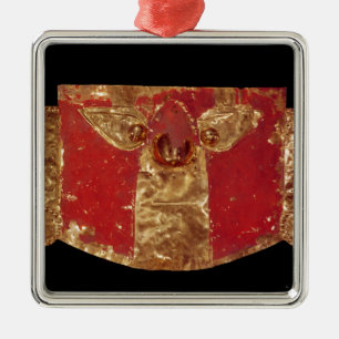 Ornement Carré Argenté Masque d'Inca