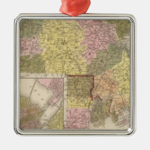 Ornement Carré Argenté Massachusetts Et Rhode Island