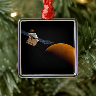 Ornement Carré Argenté Maven Spacecraft.
