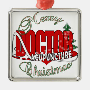 ORNEMENT CARRÉ ARGENTÉ MÉDECIN ACUPUNCTURE MERRY NOËL