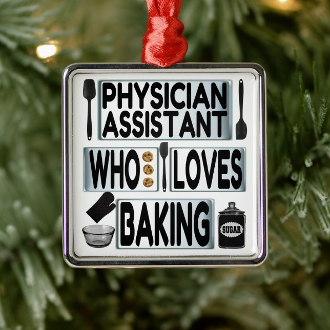 Ornement Carré Argenté Médecin Adjoint Aime Baking (Arbre)