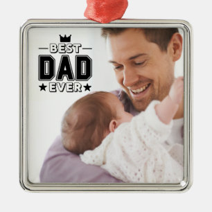 Ornement Carré Argenté Meilleur Papa de Tous les Temps Cadeau Fête des Pè